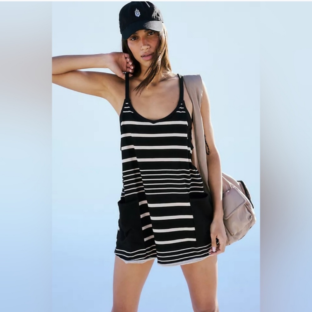 FP Free People Movement Hot Shot Mini Printed Striped Dress Sz Small